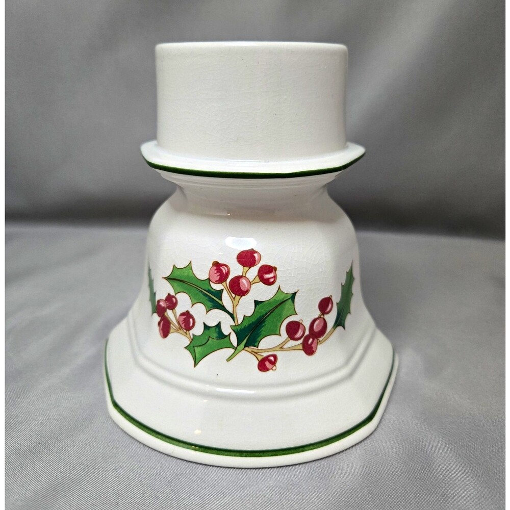 White Christmas Ceramic Holly Candle Holder, Korea, Decorative Christmas, White